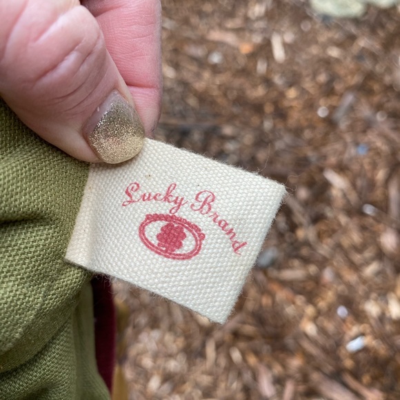 Cotton & leather LUCKY BRAND bag! Cute floral stitching! Unique colors- FUN/ EUC - Picture 10 of 16